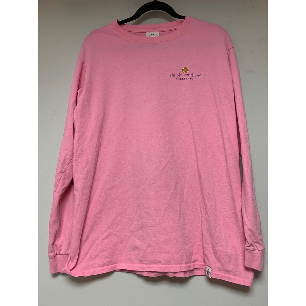 Simply Southern Long Sleeve T-Shirt Women Medium Pink Excellent Butterfly Psalm